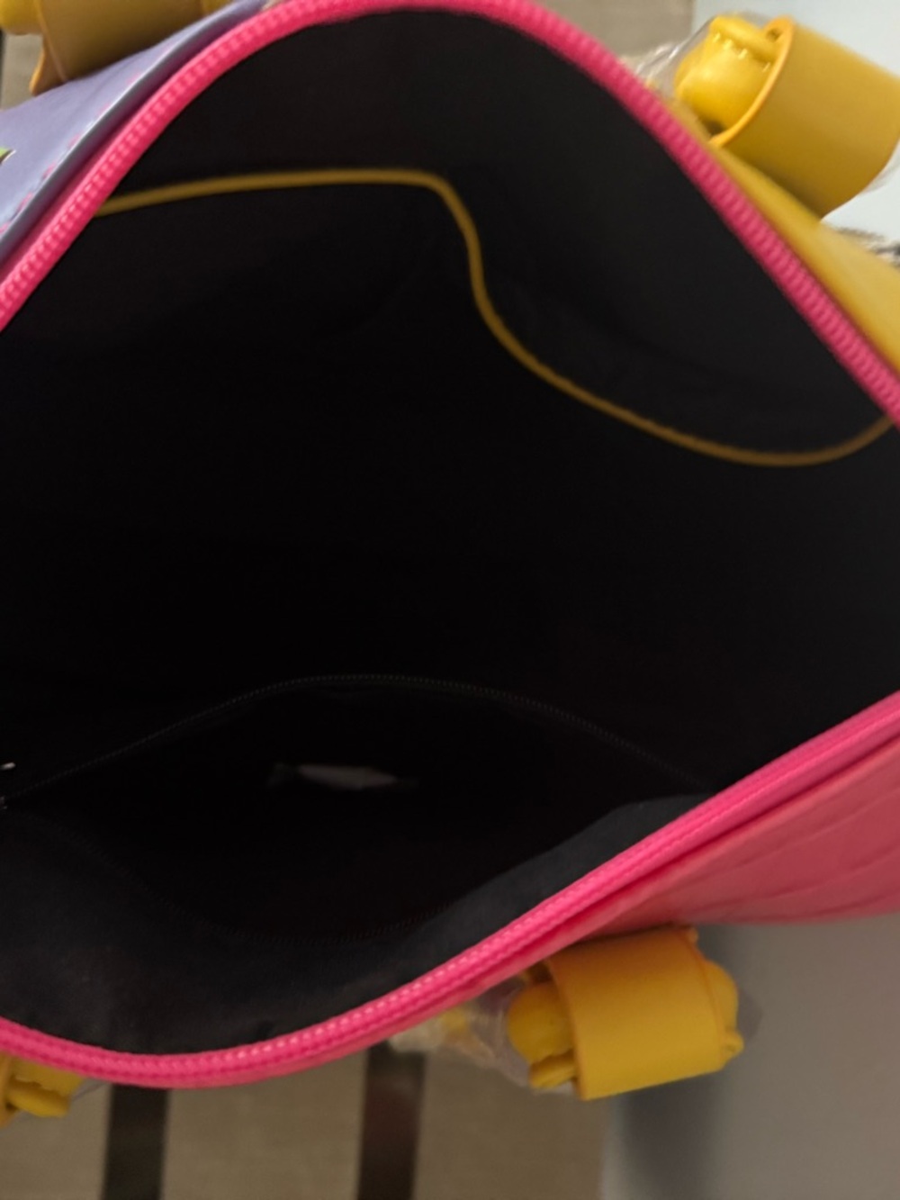 Colorful Appliqué Satchel with Yellow & Purple Accents - Picture 6 of 6